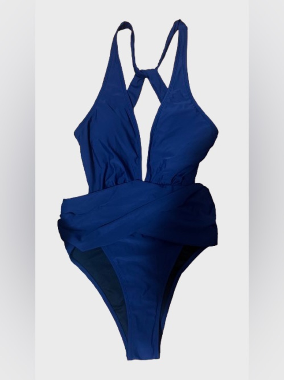 Cupshe Deep Blue One-Piece Twist-Front Swimsuit